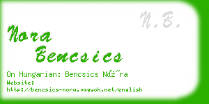 nora bencsics business card